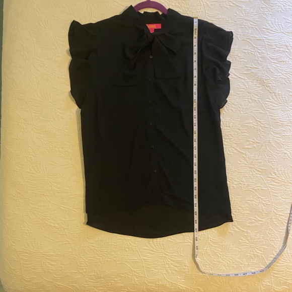 NWT Catherine Malandrino Flutter sleeve tie blouse, Size M, Black - Picture 6 of 7